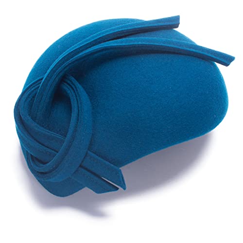 Lawliet Black Teardrop Women Felt Fascinator Tam Beret Casque Cocktail Hat A572 - color: Teal