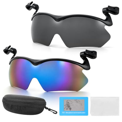 DEECOZY Outdoor Polarized Sunglasses, Clip Cap Sports Sunglasses,UV400 Sunglasses for Mens Womens Fishing Cycling Hiking - color: Blue+grey