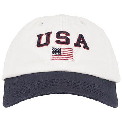 E BY ELIDAN USA Hat, Embroidered American Flag Baseball Cap for Men Women - color: White Navy With Usa Flag