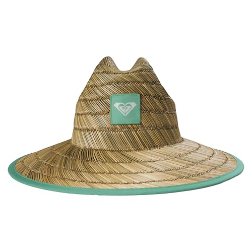 Roxy Girls' Tomboy Woven Straw Hat | Wide Brim | Adjustable | Sun Protection | Beach | Vacation | Natural - color: Wasabi