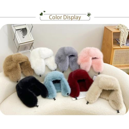 Women's Fluffy Trapper Hat, Long Pile Faux Fur Ushanka hat with Buckle, Luxurious Mink-Style Winter Warm Hat - color: Light Khaki