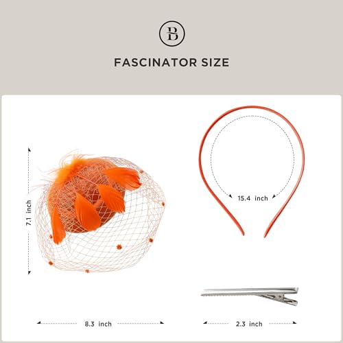 BABEYOND Fascinators Hats for Women Tea Party Pillbox Derby Wedding Hat - color: Orange