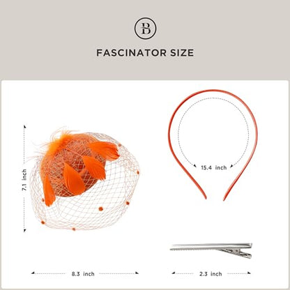 BABEYOND Fascinators Hats for Women Tea Party Pillbox Derby Wedding Hat - color: Orange