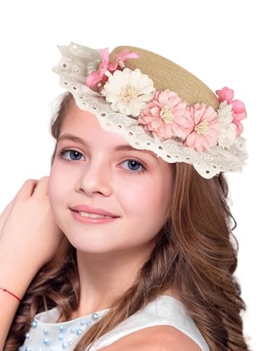 Bohend Fascinator Hat for Women Pearl Rose Hair Clip Delicate Lace Cocktail Tea Party Hats Costume Hair Accessory - color: Beige