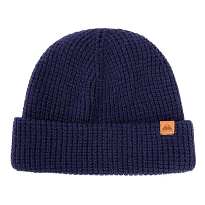 Oversized L/XL/XXL Merino Wool Blend Waffle Beanie No Lined Hat Warm Skull Watch Cap Winter - color: Navy(waffle), size: Medium-Large