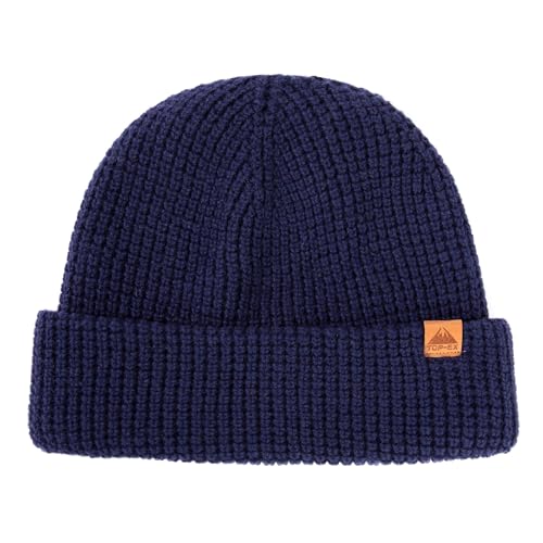 TOP-EX Oversized Merino Wool Waffle Beanie, L XL XXL Winter Watch Cap - color: Navy(waffle), size: X-Large-XX-Large