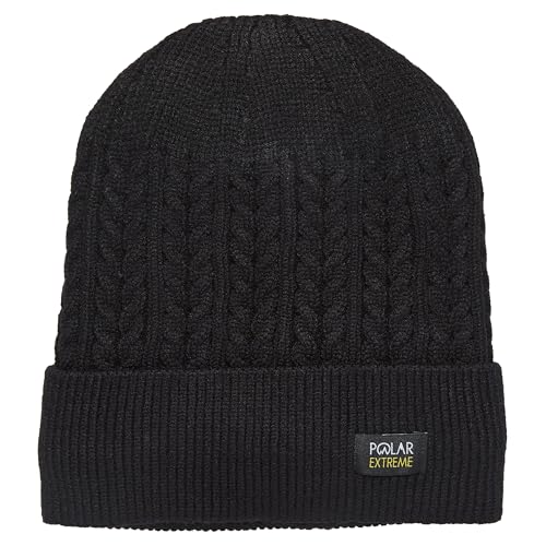 Polar Extreme Men's Sherpa-Lined Knit Winter Hat – Warm, Gift for Dad, Cold Weather - color: Black Cable