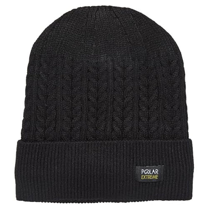 Polar Extreme Men's Sherpa-Lined Knit Winter Hat – Warm, Gift for Dad, Cold Weather - color: Black Cable