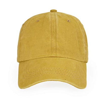 LANGZHEN Unisex Baseball Cap 100% Cotton Fits Men Women Washed Denim Adjustable Dad Hat - color: Washed-yellow