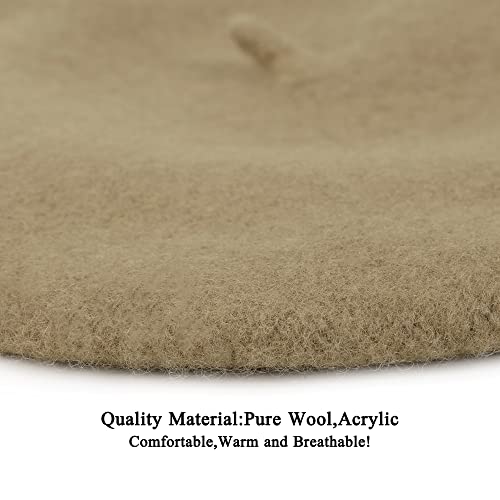 Wheebo Berets for Kids Wool French Beret Hats Artist Painter Hats for Little Girls Boys Solid Color Style - color: Camel