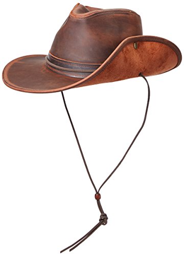 Mountaineer Western Leather Aussie Hat - color: Brown, size: Large