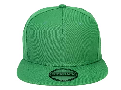 Gelante Plain Blank Flat Brim Adjustable Snapback Baseball Caps LOT 6 Pack - color: Kelly Green