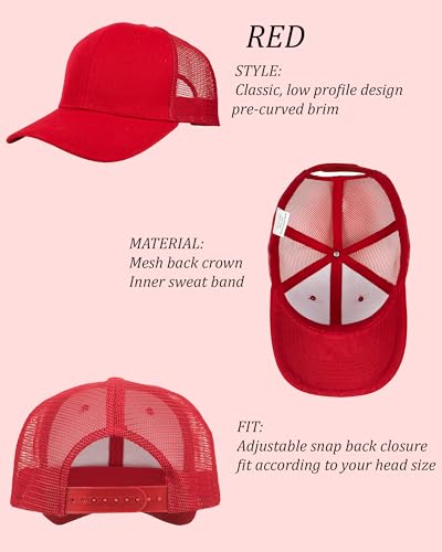 Gelante Mesh Trucker Hat Baseball Cap Structured Front Panel Wholesale LOT 12 Pack - color: Red