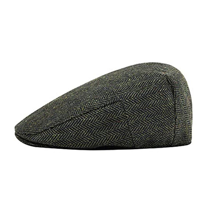 STARANCE Men Wool Blend Newsboy Cap Flat Hat - color: Herringbone Green, size: 7 1/2