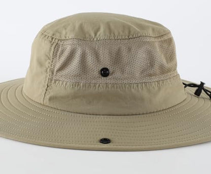 Home Prefer UPF50+ Mens Sun Hat Wide Brim Womens UV Protection Beach Bucket Hat for Fishing Hiking Snap Up Cowboy Hat - color: Light Vert Khaki