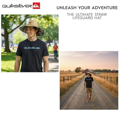 Quiksilver Men's Wide Brim Outdoor Lifeguard Straw Sun Hat - color: Sea Spray, size: Small-Medium