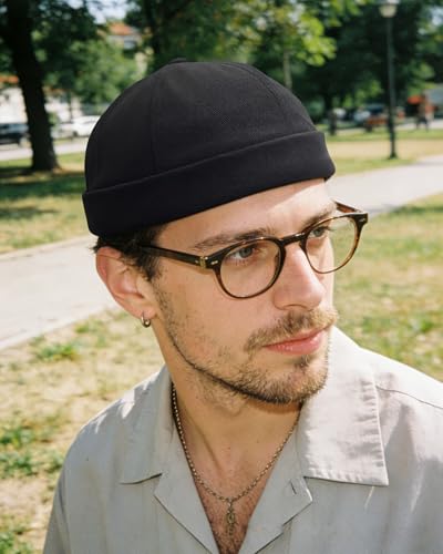 CLAPE Watch Cap Work Beanie Corduroy Docker Leon Brimless Hat Rolled Cuff Harbour Hat - color: Ct15-black