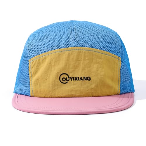 Summer Mesh Short Brim Hats for Men Breathable 5 Panel Baseball Cap Multi Color Running Hats Quick Dry Sports Cap - color: Mg-dym2577-blue