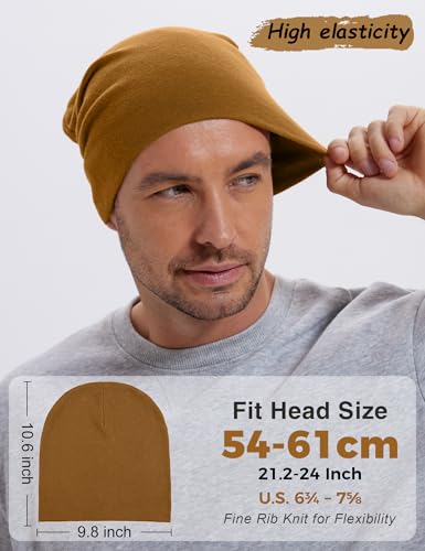 100% Cotton Thin Beanie Hat Women Men Soft Slouchy Chemo Skull Cap - color: 1pc Brown