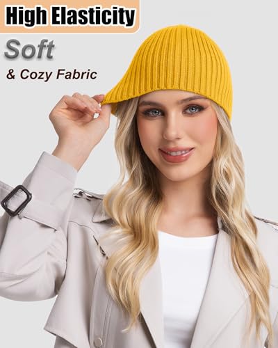 ROYBENS Wool Beanie for Men Women, Seamless Knit Warm Winter Hat Skull Caps - color: 1pcs-yellow