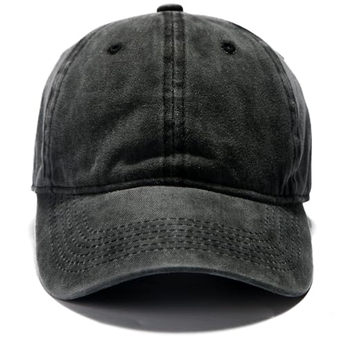 Edoneery Baseball Cap for Men and Women, Low Profile Washed Cotton Dad Hat - color: Black-1