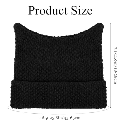 Avxdbr Black Cat Ear Beanies Warm Winter Soft Knit Hats for Women