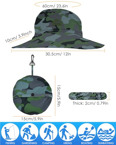 BROTOU Foldable Bucket Hats for Women/Men, UPF 50+ Wide Brim Sun Hat, Waterproof Fishing Cap with UV Protection