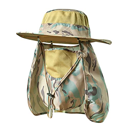 Fishing Hat,Sun Cap with UPF 50+ Sun Protection and Neck Flap,for Man and Women - color: Camouflage Khaki