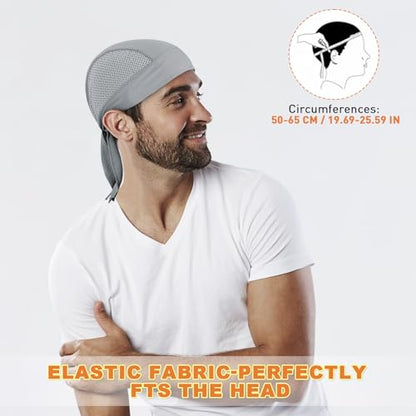YANIKY Bandanas Skull Caps for Men, Women Skull Cap Helmet Liner Dew Rags - color: Grey
