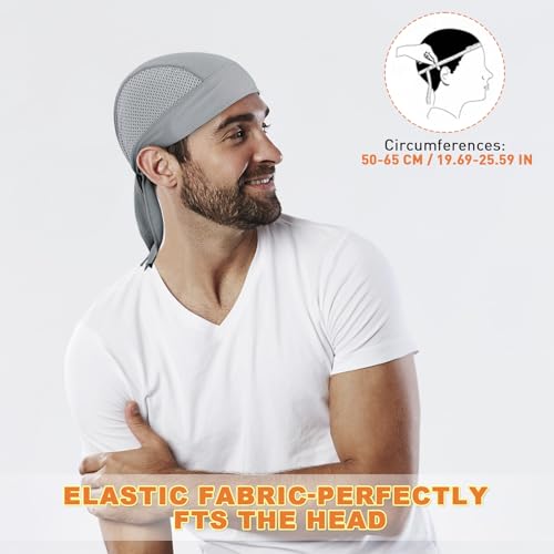YANIKY Bandanas Skull Caps for Men, Women Skull Cap Helmet Liner Dew Rags - color: Black+grey