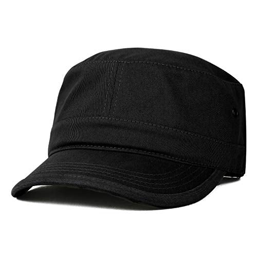 Trendy Apparel Shop 오버사이즈 XXL 플랫 탑 스타일 아미 캡 - color: 블랙.