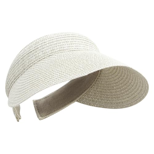 UPF 50+ Paper Braid Clip On Visor - color: Taupe Tweed