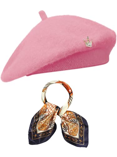 3 Pcs Beret Hats for Women - color: Pink