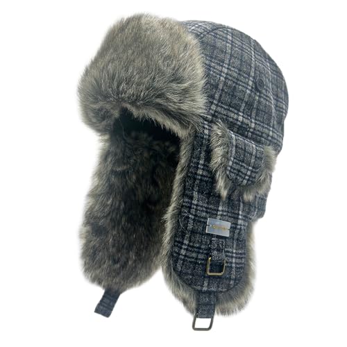 Winter Trapper Hat for Men and Women,Wool Russian Ushanka Aviator Warm Cold Proof Ski Hunting Cycling Winter Hats - color: Blue-1, size: Small-Medium