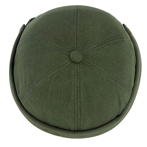 DIYDECAL Brimless Docker Cap,Skullcap Beanie, Retro Sailor Hat for Mens Womens - color: Dark Green