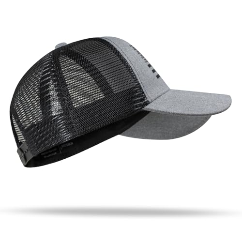 American Flag Trucker Hat - Snapback Hat, Baseball Cap for Men Women - Breathable Mesh Side, Adjustable Fit - for Casual Wear - color: Heather Gray/Black