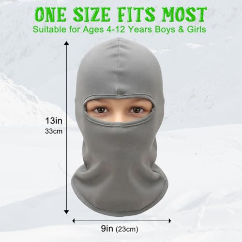 Kids Balaclava Ski Mask Winter Windproof Fleece Full Face Mask for Boy Girl - color: 2 Pack(grey+grey)