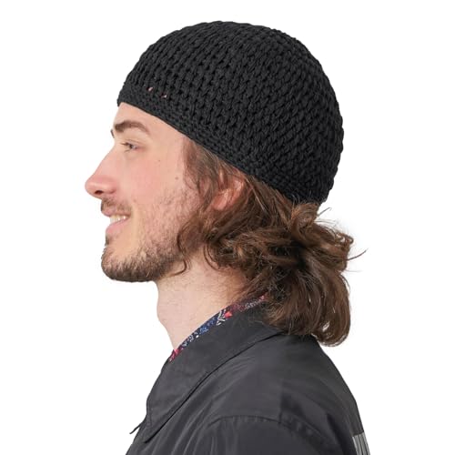 CHARM Mens Cotton Beanie Skull Cap - color: Black, size: Large
