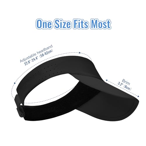 Foldable Sports Sun Visor Hat - Adjustable Running Golf Tennis Cap with Mesh&Reflective Design, Quick Drying for Men & Women - color: Black/Non-reflective