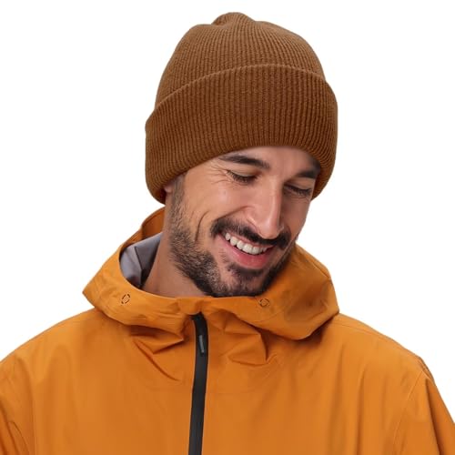 Connectyle Thick Cuffed Beanie for Men & Women Double Layer Knit Winter Hat Acrylic Watch Hat Warm Stocking Skull Cap - color: Camel