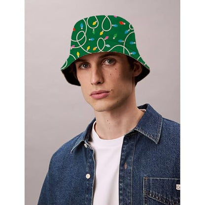 Bucket Hat for Men Women Funny Holiday Fishing Hat Cute Fisherman Cap - color: Xmas Green
