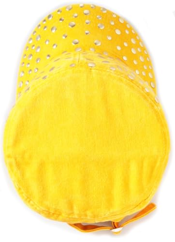 Studded Military Cap for Women Men Cadet Army Cap Flat Top Hat - color: Yellow