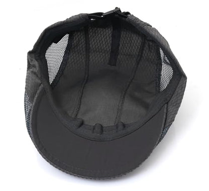 Mesh Cap Breathable Summer Newsboy Hat Adjustable Beret Ivy Cap Irish Cabbie Driving Fishing Hats - color: Dark Gray