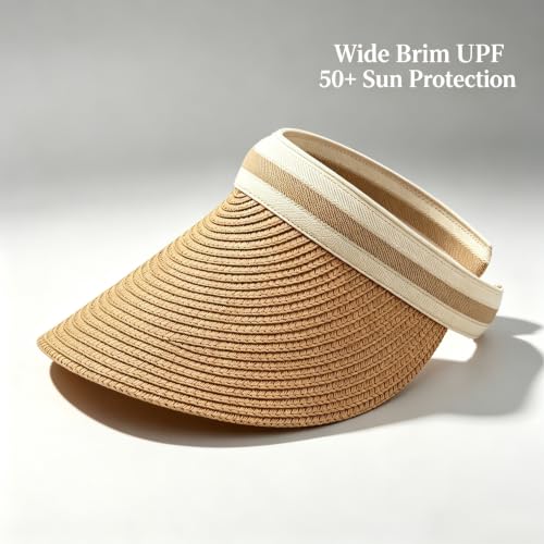 Khaki Women's Sun hat, Adjustable Straw Woven Sun hat,Suitable Outdoor