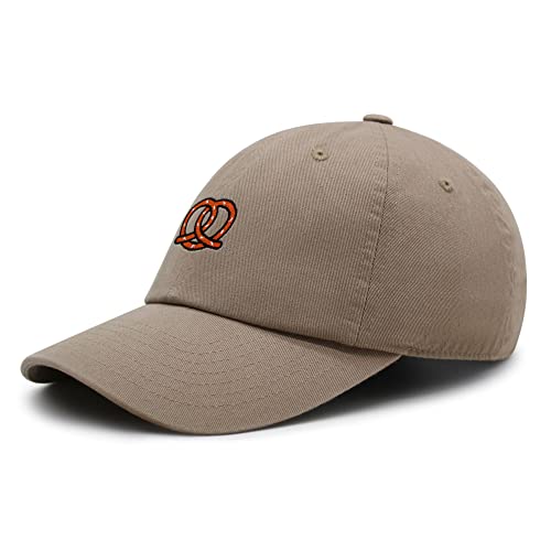 JPAK Pretzel Premium Dad Hat Embroidered Cotton Baseball Cap Snack - color: Khaki