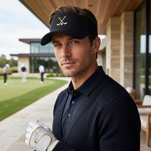 Embroidered Adjustable Sun Visor for Women Men Outdoor Golf Tennis - color: Golf/Black