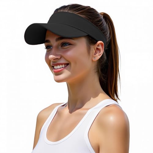 American Trends Sun Visor Hat for Women, Lightweight Quick-Dry Golf Visor - color: S Black