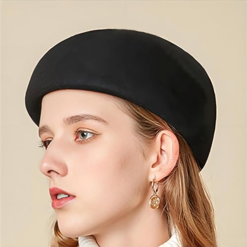 YING LAN Women Wool Cap Stewardess Pillbox Hat Fascinator Base - color: Black