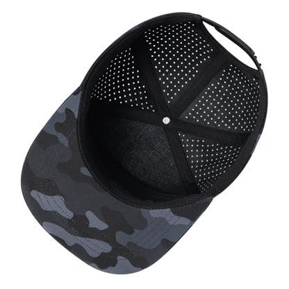 FEINION Men Laser Mesh Flat Brim Snapback Baseball Cap - color: Grey Camouflage