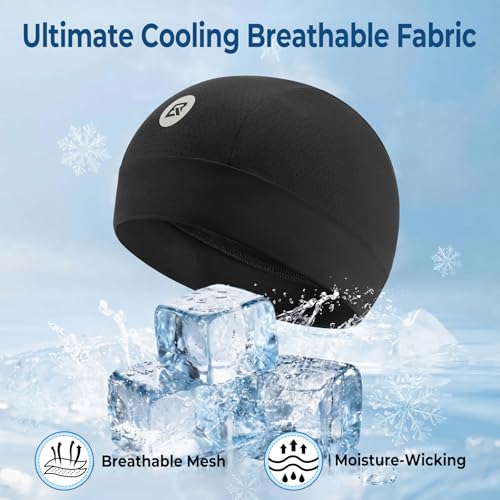 ROCKBROS Cooling Skull Cap Helmet Liner Sweat Wicking 2-Pack Black - color: Black 2 Packs